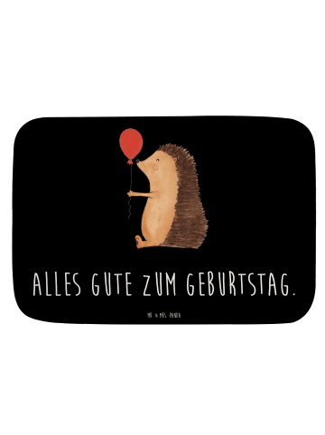 Mr. & Mrs. Panda Badezimmerteppich Igel Luftballon mit Spruch in Schwarz