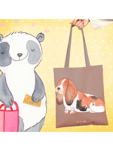 Mr. & Mrs. Panda Shopping Tasche Hund Basset Hound ohne Spruch in Braun Pastell
