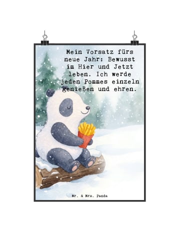Mr. & Mrs. Panda Print Panda Winter Pommes Design mit Spruch in Weiß