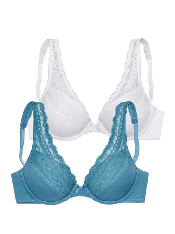 PETITE FLEUR Push-up-BH in blau+weiß