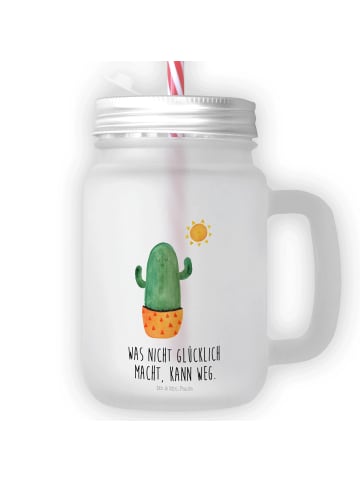 Mr. & Mrs. Panda Trinkglas Mason Jar Kaktus Sonne mit Spruch in Transparent
