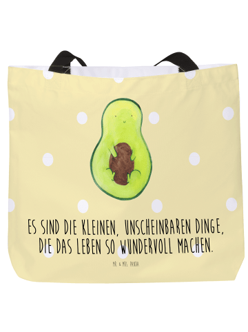 Mr. & Mrs. Panda Tasche Avocado Kern mit Spruch in Gelb Pastell