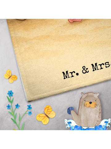 Mr. & Mrs. Panda Handtuch Hasen Muschel Design mit Spruch in Weiß