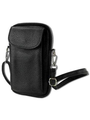 Toscanto Leder Umhängetasche, Handtasche Toscanto Tasche schwarz ca. 12cm