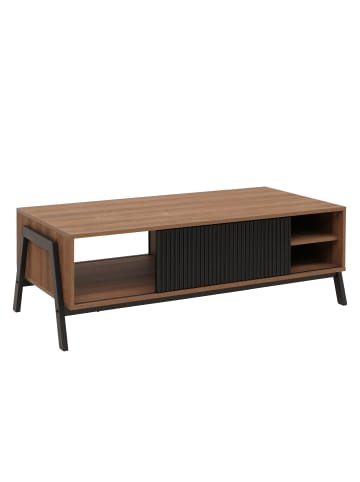 MCW Couchtisch O40 mit Schiebetür, Natur