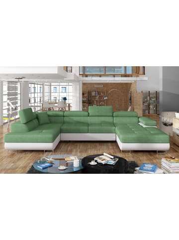 MF Design Rodri Recamiere Links in Graugrün -  (L) 202 x (B) 345 x (H) 90 cm