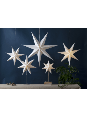 STAR Trading Papierstern Weihnachtsstern stehend 7-zackig D78cm E14 mit Kabel weiß