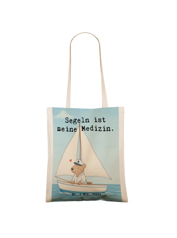 Mr. & Mrs. Panda Tragetasche Bär Segeln Design mit Spruch in Weiß