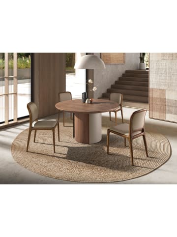 Angel Cerdá Esstisch 1163 in Sand/Walnuss – Ø140 x (H)76 cm