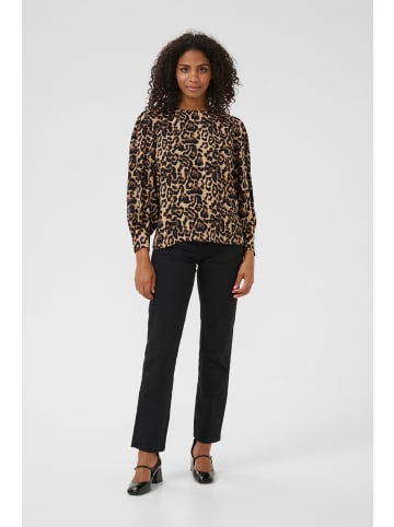Kaffe Langarm-Bluse KAhannah Regular fit in Naturel Leopard Print