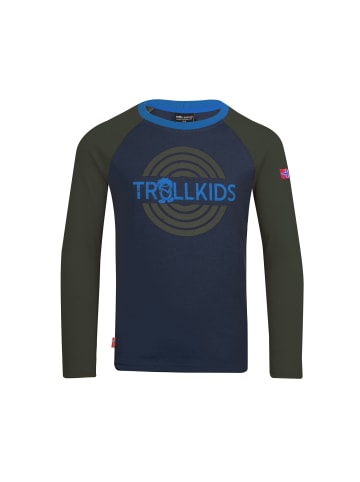 Trollkids Longsleeve "Preikestolen" in Mystik Blau/Efeugrün/Mittelblau