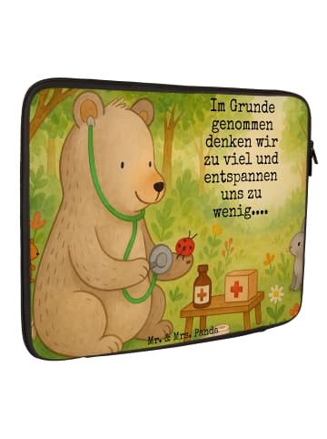 Mr. & Mrs. Panda Laptophülle Bär Arzt Design mit Spruch in Weiß