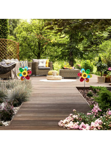 relaxdays 2 x Windrad "Blume" in Bunt - (B)38 x (H)75 x (T)14 cm