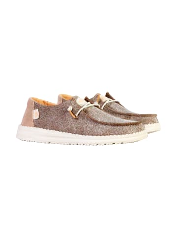 Hey Dude Wendy Metallic Sparkle Mokassin mit Schnürsenkeln Rose