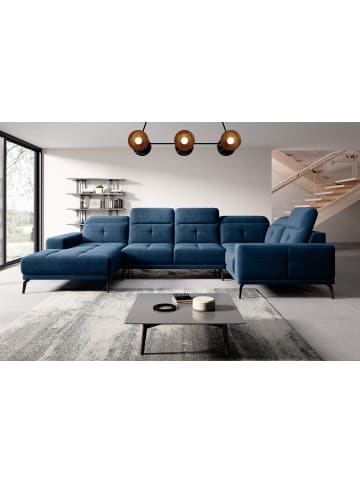 MF Design Nevido Recamiere Rechts in Marineblau -  (L) 201 x (B) 350 x (H) 77 cm