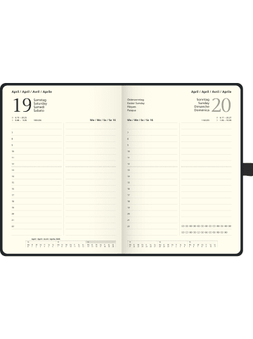 BRUNNEN Buchkalender 764 Kompagnon 14,3x20,2cm 1 Tag/Seite Baladek schwarz ...