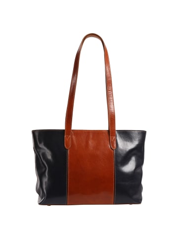 Toscanto Toscanto Schultertasche Leder dunkelblau, braun ca. 42cm