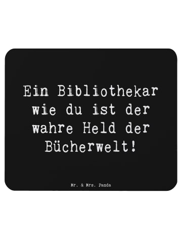 Mr. & Mrs. Panda Mousepad Spruch Bibliothekar Held mit Spruch in Schwarz