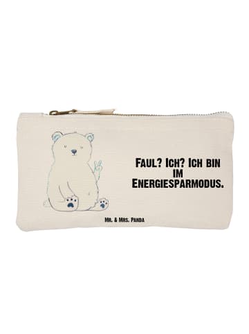 Mr. & Mrs. Panda Schminktasche Eisbär Faul mit Spruch in Weiß