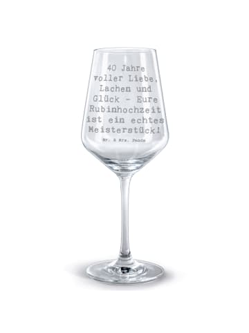 Mr. & Mrs. Panda Rotwein Glas Spruch 40. Hochzeitstag Rubinhochz... in Transparent