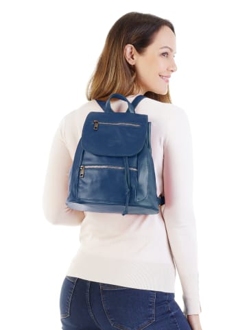 Samantha Look City-Rucksack echt Leder in blau