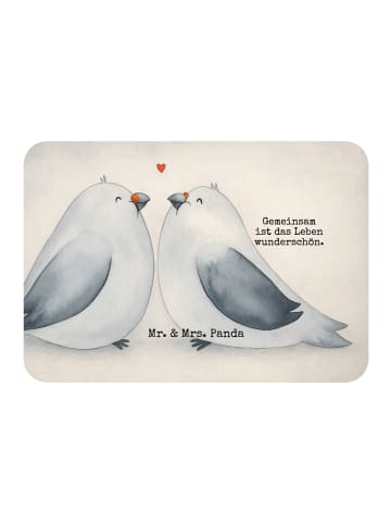 Mr. & Mrs. Panda Kühlschrankmagnet Tauben Liebe Design mit Spruch in Weiß