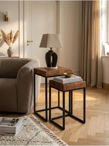 KADIMA DESIGN Satztisch 2er-Set | Sheesham/Metall, Massivholz