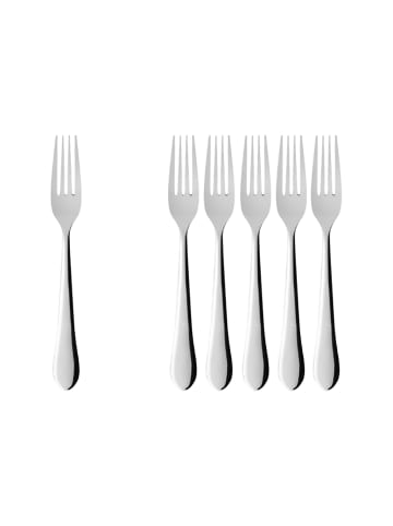 Villeroy & Boch 6er Set Tafelgabel Oscar in Silber 200 mm in silber