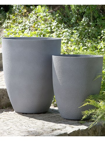 Beliani Outdoor Blumentopf CROTON in Grau - (W) 43 x (H) 52 x (L) 43 cm