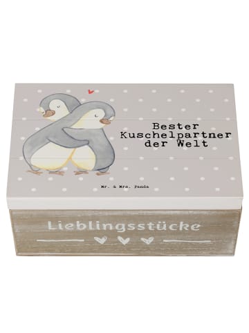 Mr. & Mrs. Panda Aufbewahrungsbox aus Holz Pinguin Bester Kusche... in Grau Pastell