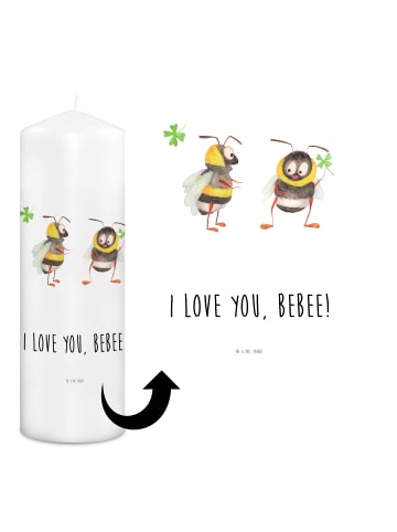 Mr. & Mrs. Panda Dekokerze Bienen Paar mit Spruch in Weiß