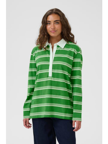 CULTURE Poloshirt CUbejse Oversize fit in Mint Green/White Stripe