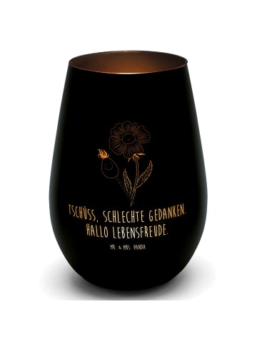 Mr. & Mrs. Panda Gold Windlicht Blume HageRundunge mit Spruch in Schwarz