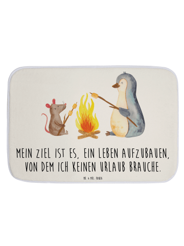 Mr. & Mrs. Panda Badvorleger Pinguin Lagerfeuer mit Spruch in Weiß