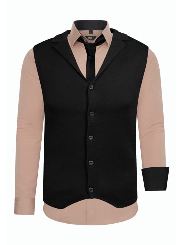 Rusty Neal Hemd mit Weste und Krawatte 3er Set in Beige