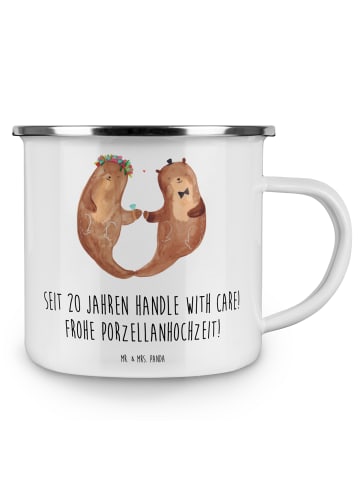 Mr. & Mrs. Panda Kaffeetasse 20. Hochzeitstag Porzellanhochzeit ... in Weiß