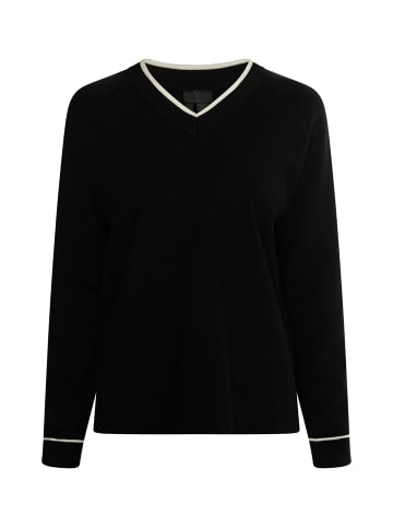 DreiMaster Klassik Damen Strickpullover in Schwarz Wollweiss