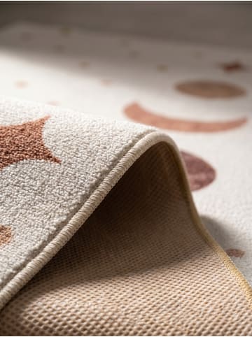 KADIMA DESIGN Flachgewebeteppich Art-Déco Bögen Retro Waschbar in Creme