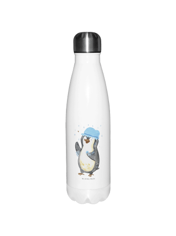 Mr. & Mrs. Panda Wasserflasche Pinguin Duschen ohne Spruch in Weiß