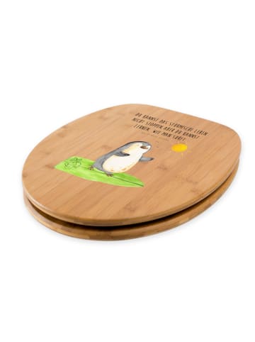 Mr. & Mrs. Panda Motiv WC Sitz Pinguin Surfer mit Spruch in Braun