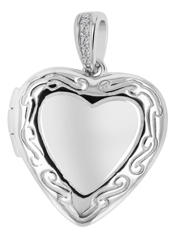 Adeliás Damen Anhänger – Medaillon Medaillon aus 925 Silber mit Zirkonia in silber