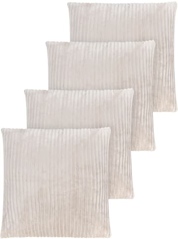 Aspero 4er Set Kissenbezüge aus Flanell 60x60 cm Salta in Taupe