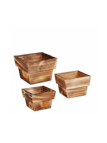 relaxdays 3er Set Blumentopf Holz in Natur