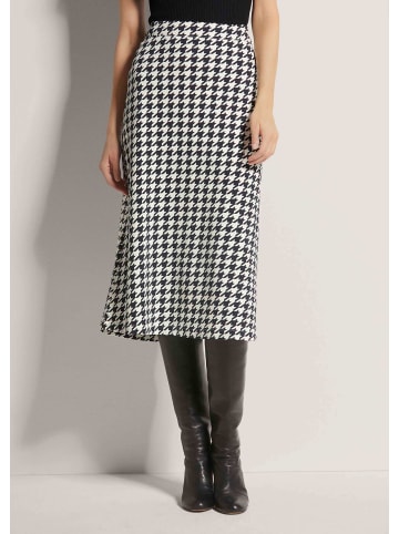 MADELEINE Langer Rock im Hahnentritt-Dessin in schwarz / wollweiß