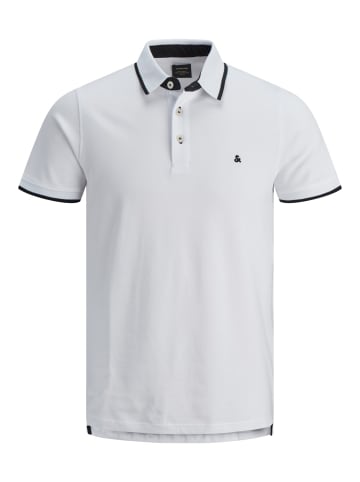 Jack & Jones Polo Shirt JJEPAULOS Sommer Hemd Kragen Pique Cotton in Weiß