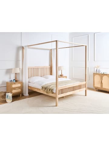 Beliani Himmelbett HARFLEUR in Braun - (W) 165 x (H) 203 x (L) 211 cm