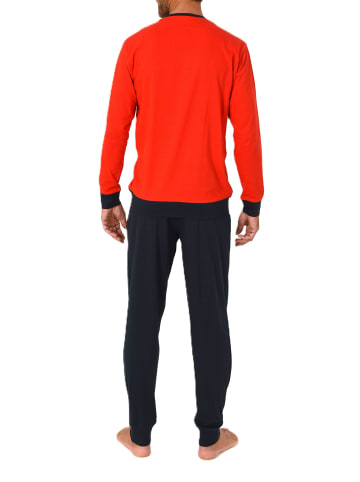 NORMANN Schlafanzug langarm Frontprint in rot