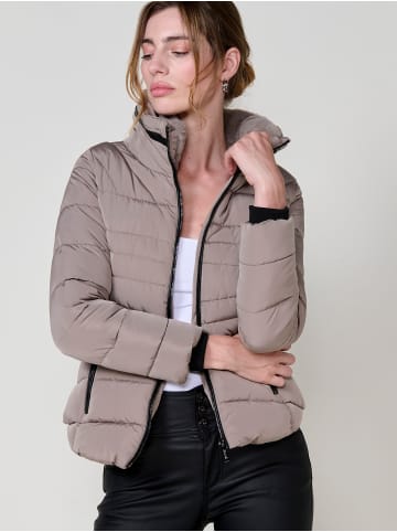 KOROSHI Damen Steppjacke mit Kragen in beige