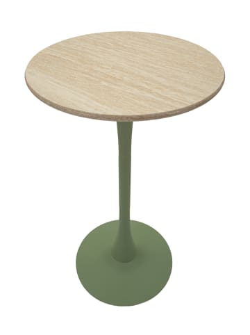 Mauro Ferretti Grüner und cremefarbener Bartisch aus Holz und Metall (Ø 60 x 106 cm)