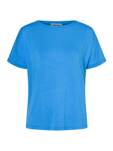 More & More softes T-Shirt mit Chiffonkante in blue